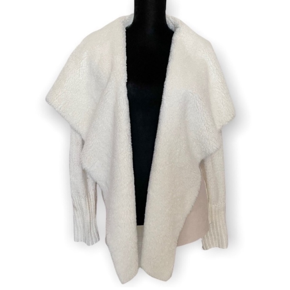 Chelsea & Theodore waterfall open front plush knit cardigan beige womens XL cozy